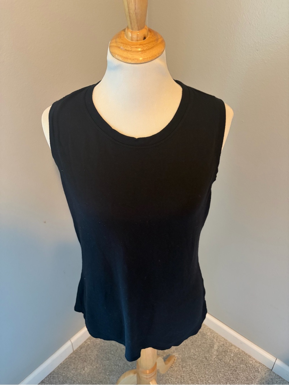 CAbi Black Sleeveless Crew Tank Top & Twist Front ATC Layered Tee